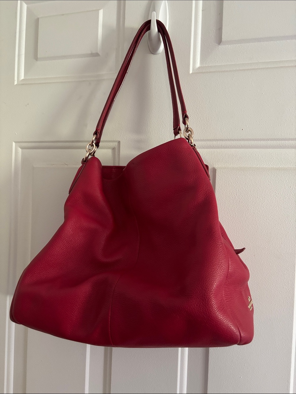 Coach Red tumbled Leather Madison Phoebe Shoulder Bag - Classic Women's Tote